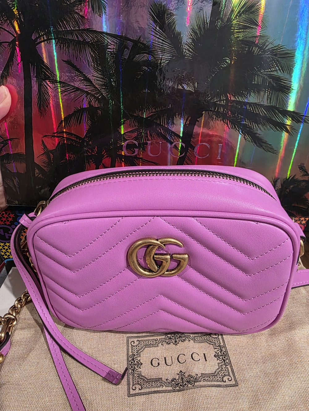 NEW Gucci Pink GG Marmont Quilted Leather Camera Bag With DUST BAG AND BOX 🔥